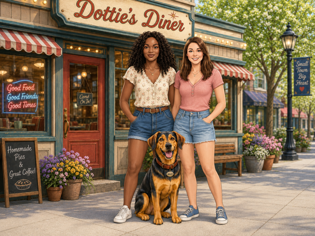 Lila, Bailey, and Amelia at Dottie's Diner.